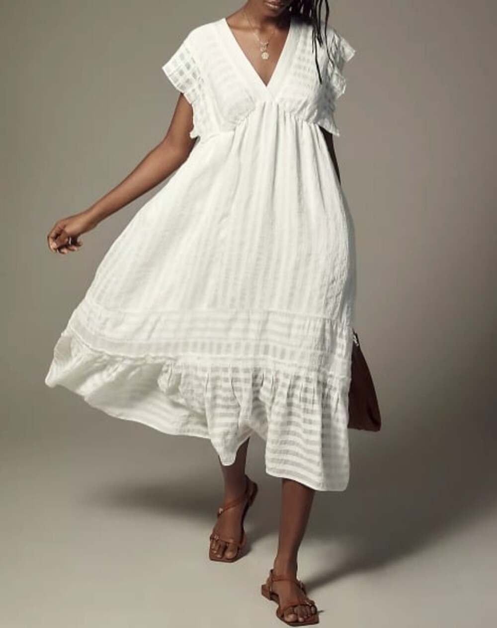 Anthropologie V-Neck Ruffled Tiered Babydoll | Sz S